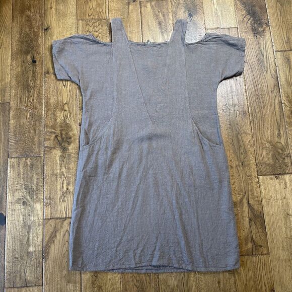 Soft Surroundings Dresses & Skirts - Soft Surroundings Emelia Linen Blend Dress Brown Cold Shoulder Shift Womens PXS